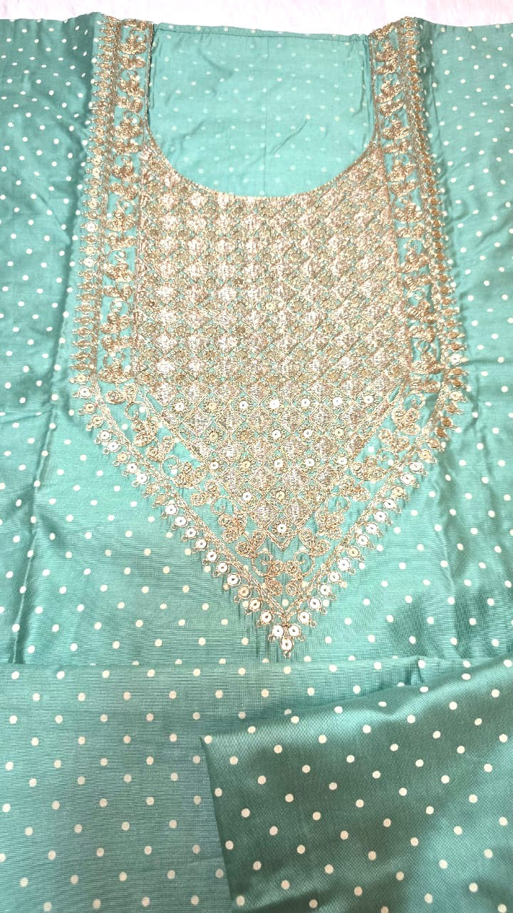 Mint Green Silk Churidar Unstitched set