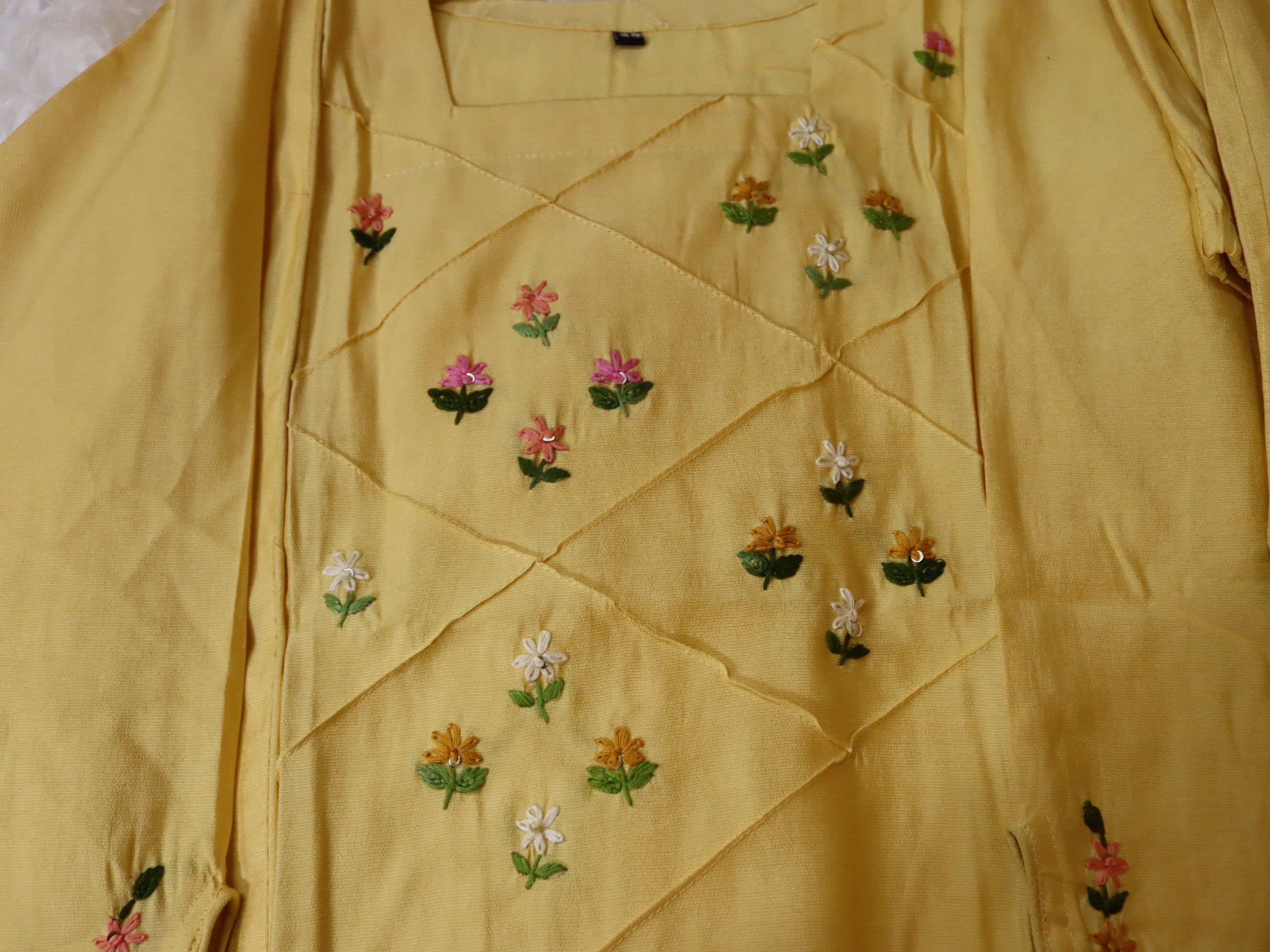 Lemon Yellow Floral Hand-Embroidered Glacial Cotton Co-ord Set