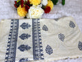 Beige & Indigo Blue Teardrop Cotton Bedsheet
