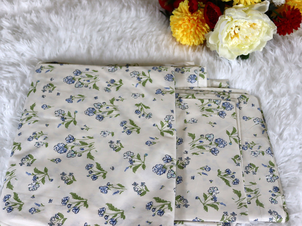 Indigo Meadow Cotton Bedsheet