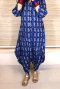 Indigo Leaf Block-Print Dhoti Jumpsuit