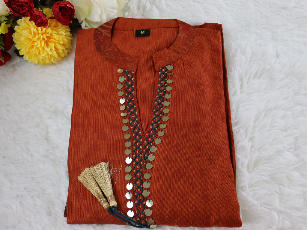 Burnt Orange Berlin Silk 3 pc suit set