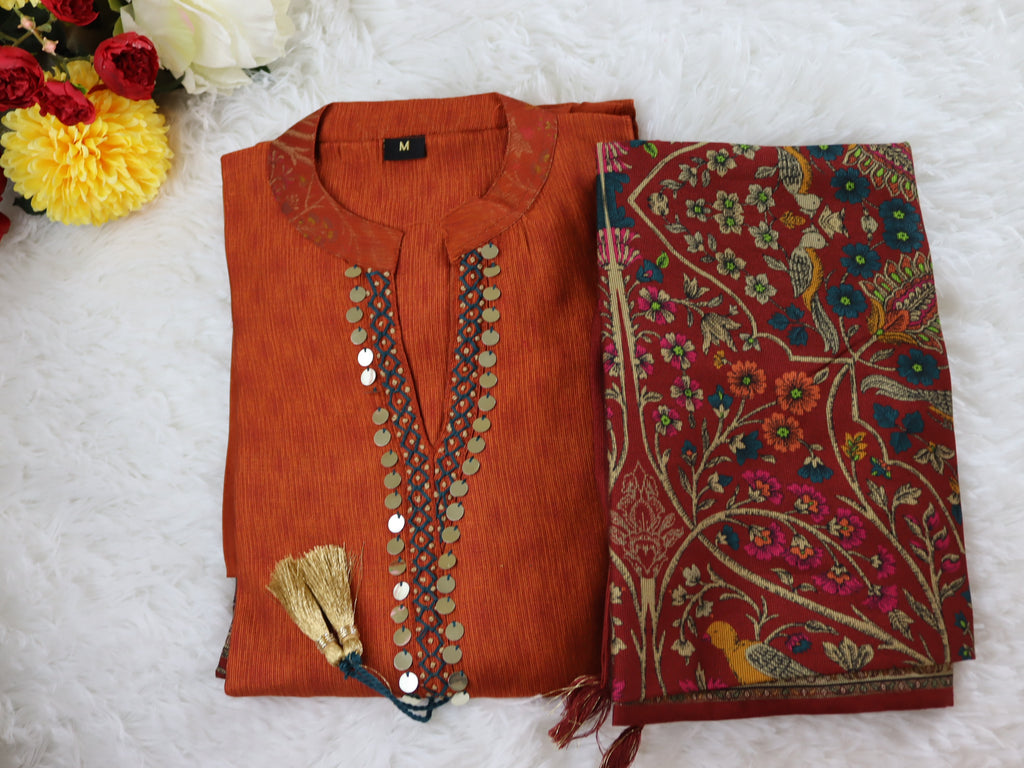 Burnt Orange Berlin Silk 3 pc suit set