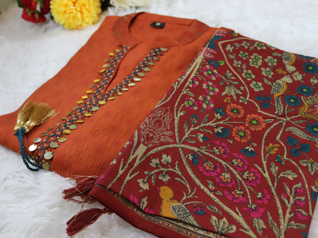Burnt Orange Berlin Silk 3 pc suit set
