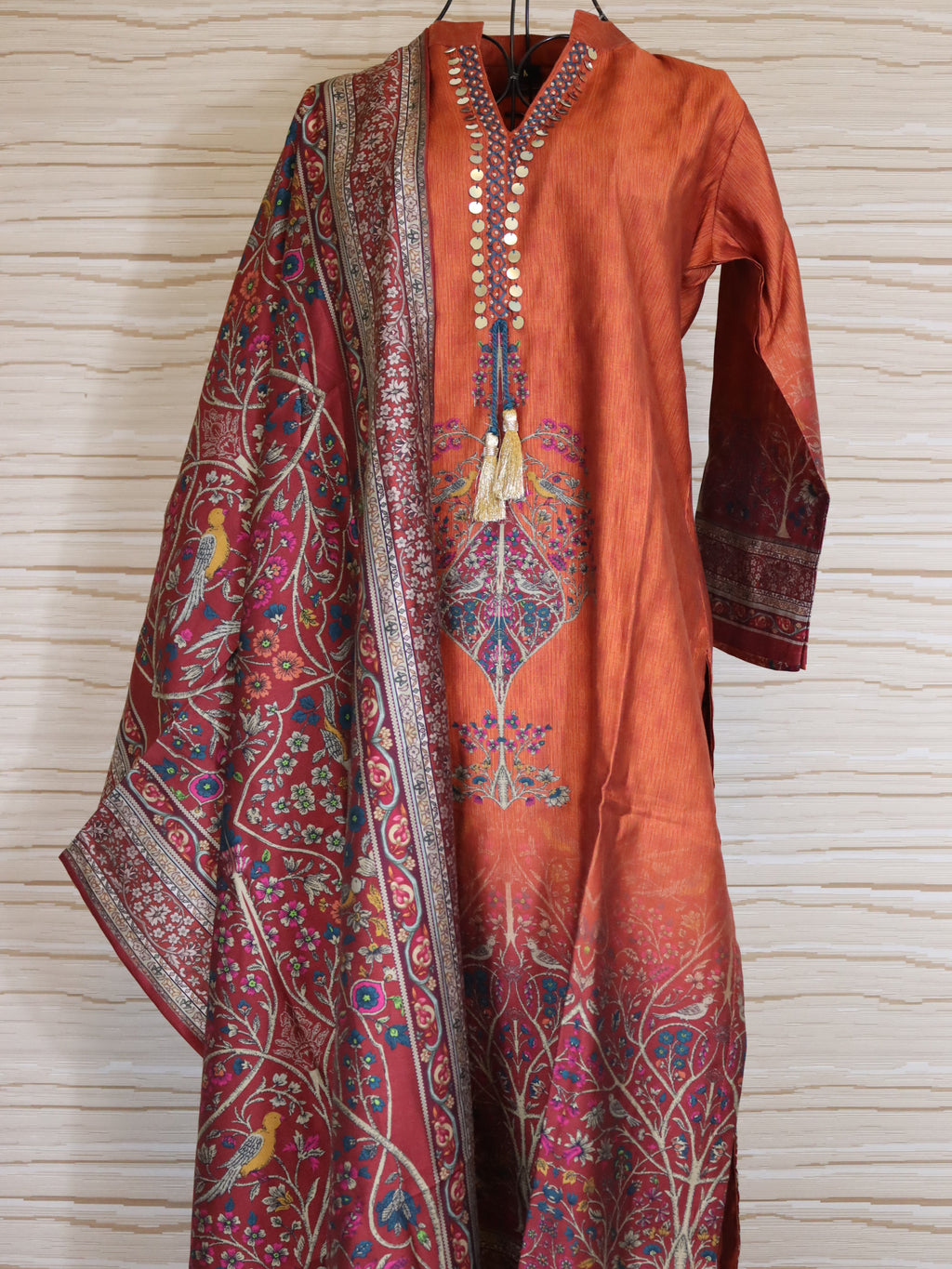 Burnt Orange Berlin Silk 3 pc suit set