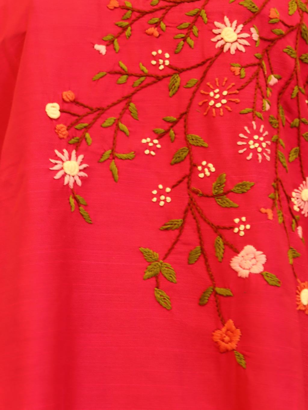 Rani Pink Hand embroidered Silk Dress