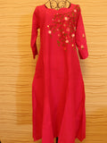 Rani Pink Hand embroidered Silk Dress