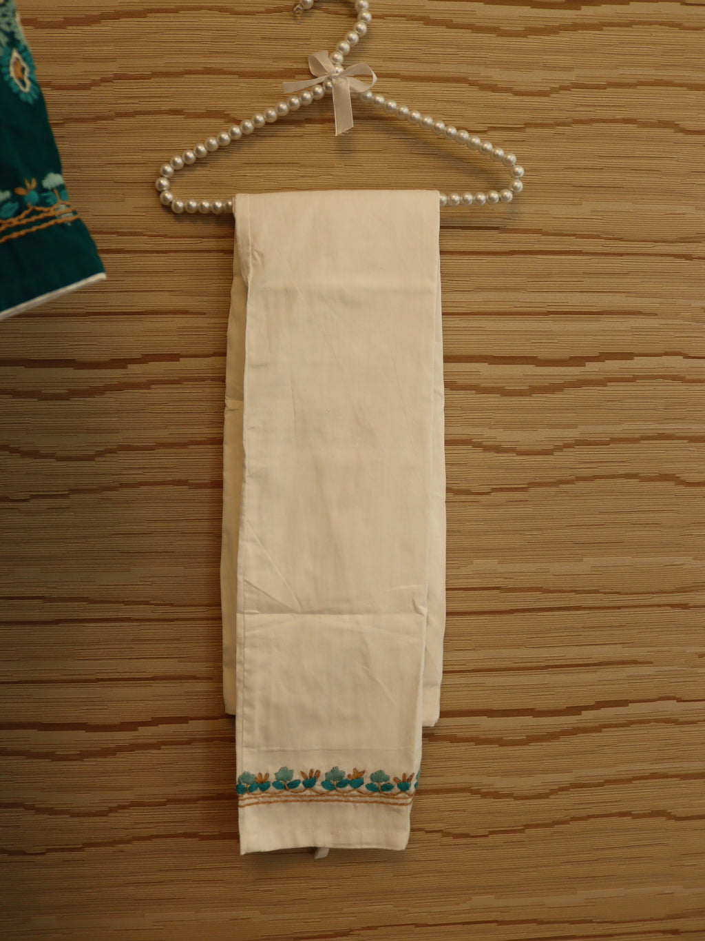 Teal Green Hand Embroidered Jamdani Co-ord Set