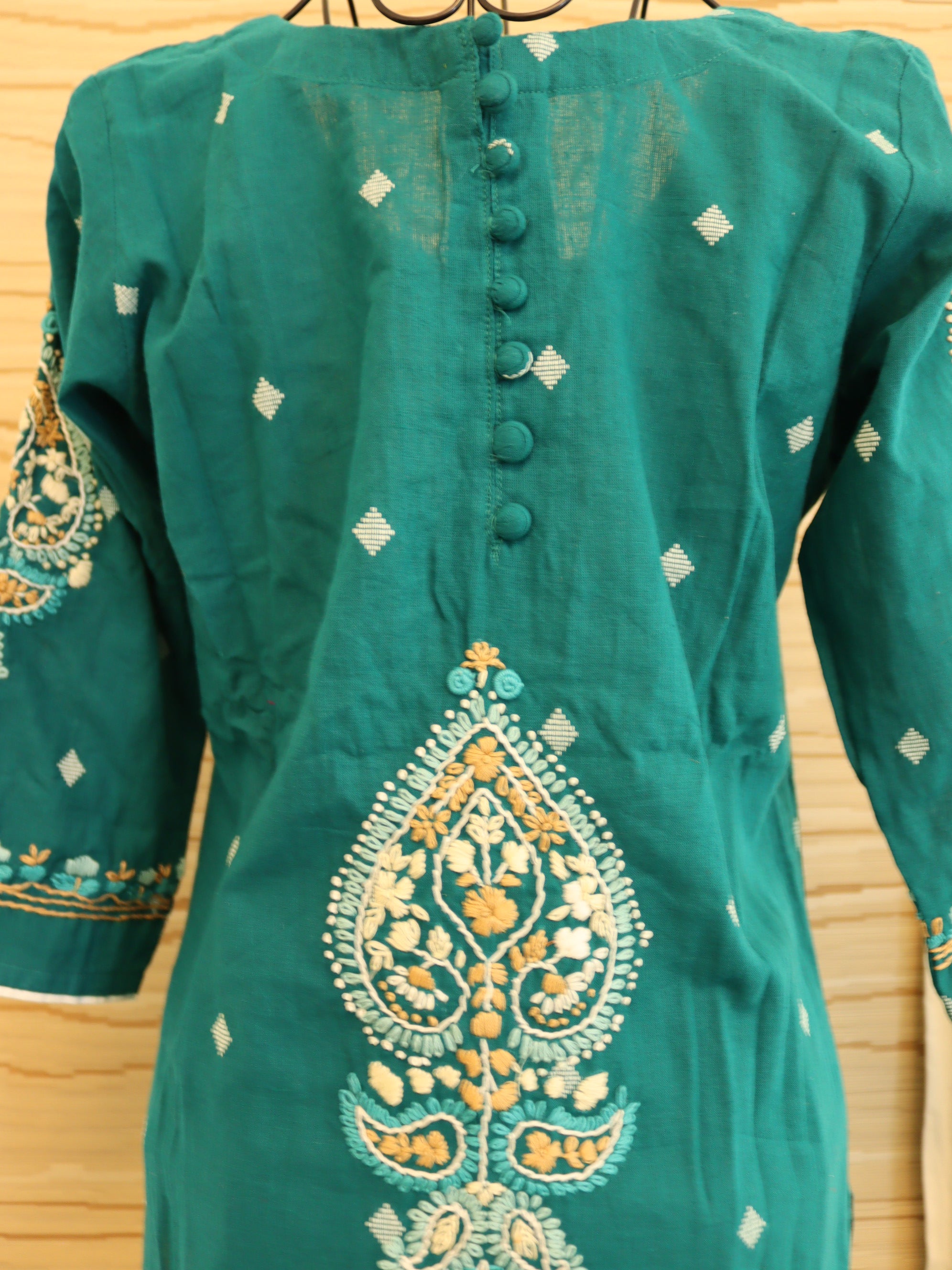 Teal Green Hand Embroidered Jamdani Co-ord Set