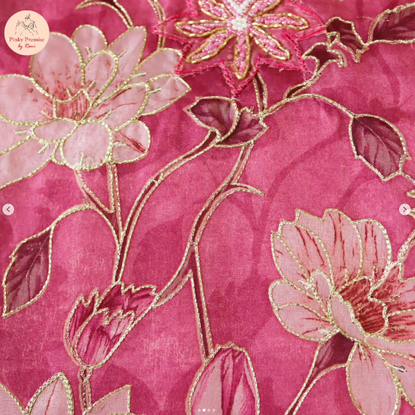 Pink Premium Organza Churidar Material (CH002)