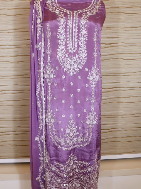 Lilac Chinnon Silk churidar material (CH003)