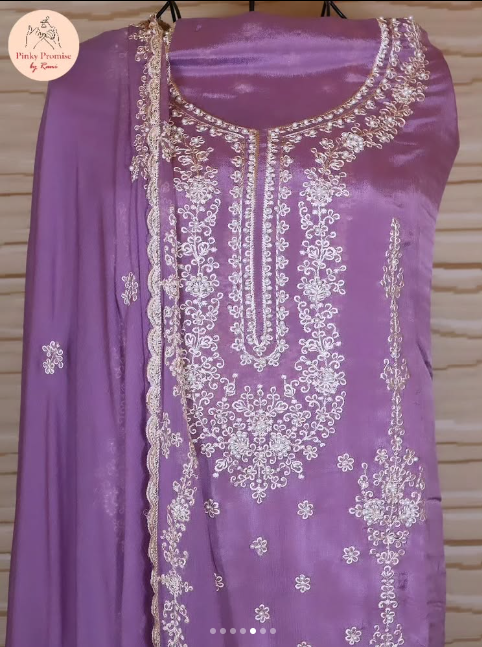 Lilac Chinnon Silk churidar material (CH003)