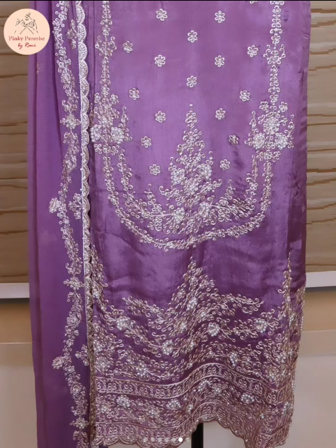 Lilac Chinnon Silk churidar material (CH003)
