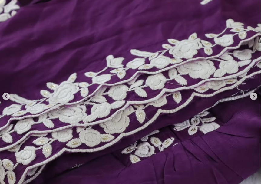 Amethyst Purple Chinnon Silk 3 pc salwar suit set