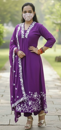 Amethyst Purple Chinnon Silk 3 pc salwar suit set