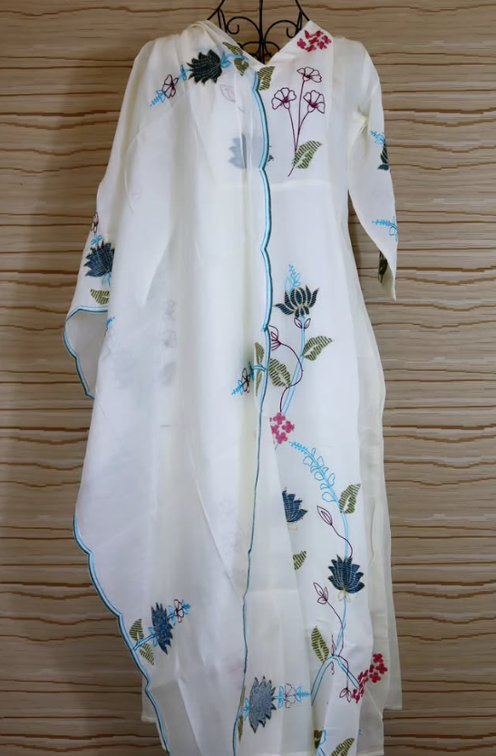 Off white Roman Silk 3-piece Kurti set