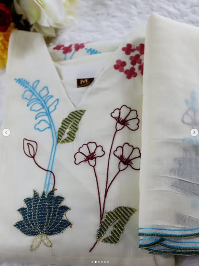Off white Roman Silk 3-piece Kurti set
