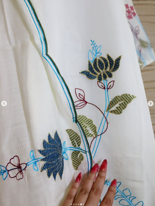 Off white Roman Silk 3-piece Kurti set