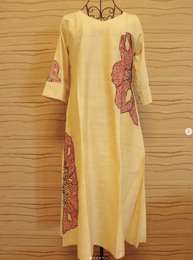 Ivory Handcrafted Silk dress