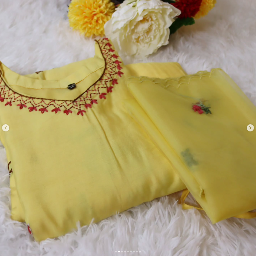Lemon Yellow Handcrafted Mulberry Silk Set