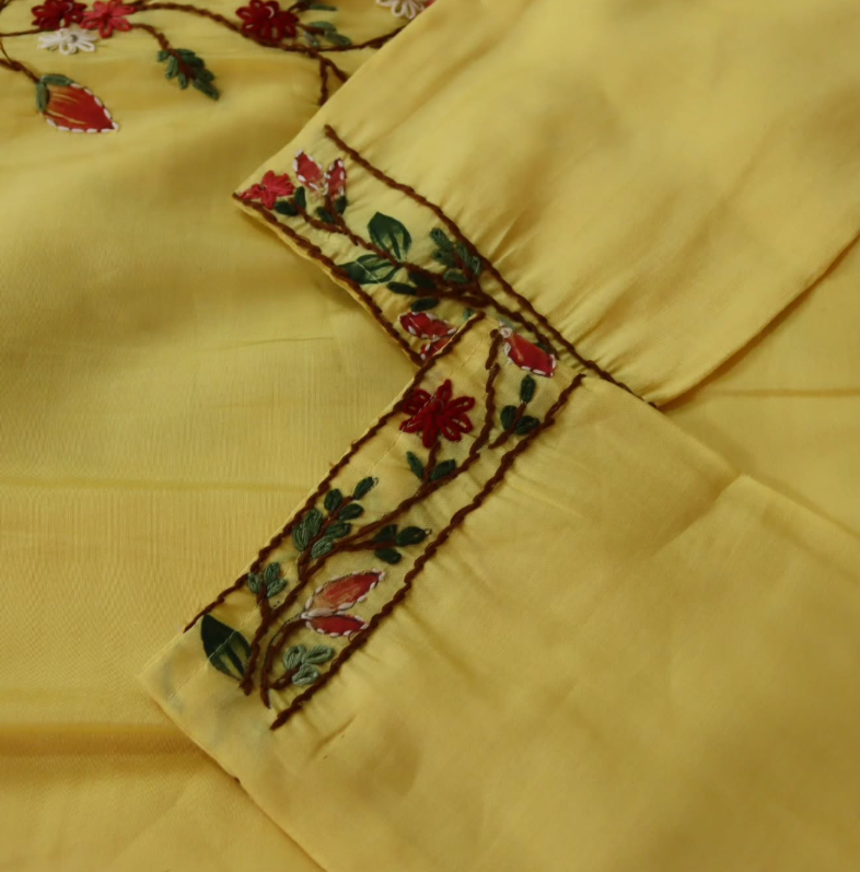Lemon Yellow Handcrafted Mulberry Silk Set