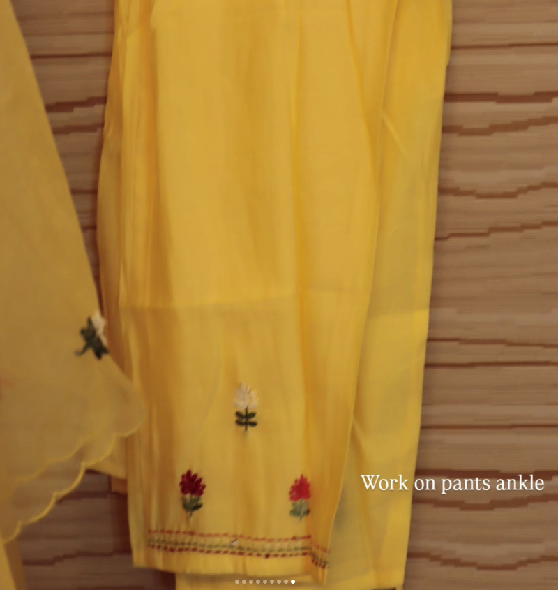 Lemon Yellow Handcrafted Mulberry Silk Set