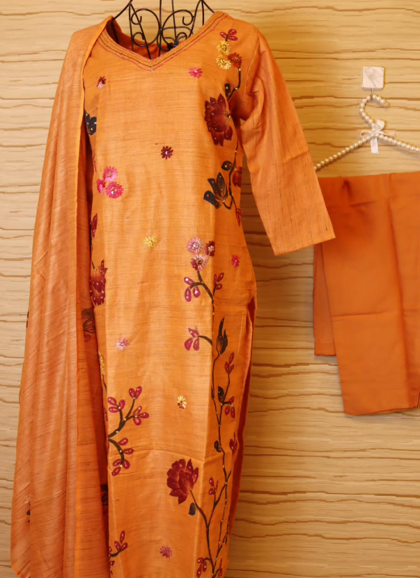 Sunset Handcrafted Linen Tussar 3 piece set