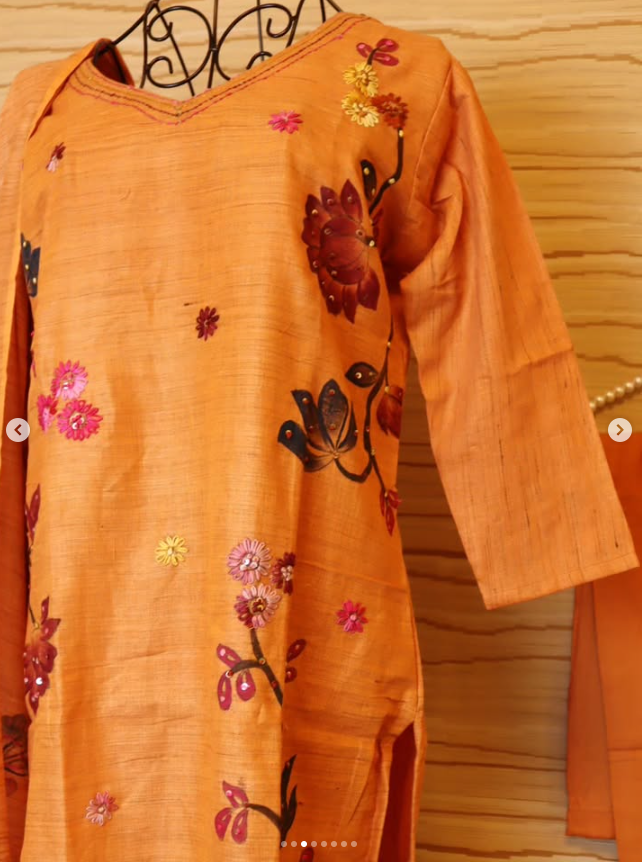 Sunset Handcrafted Linen Tussar 3 piece set