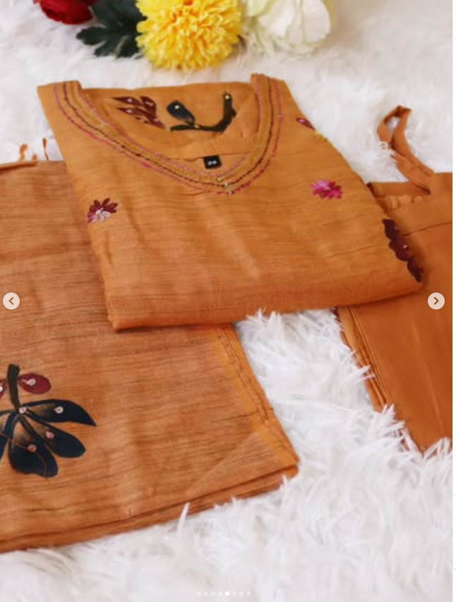 Sunset Handcrafted Linen Tussar 3 piece set