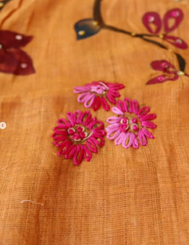 Sunset Handcrafted Linen Tussar 3 piece set