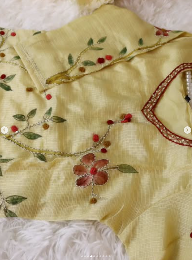 Light Beige Handcrafted Banarasi Kota Silk Set