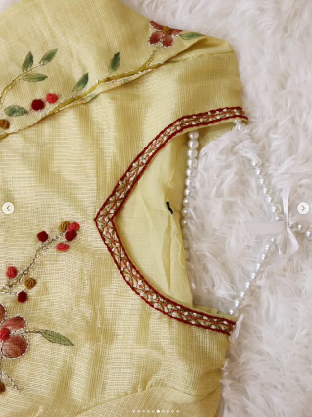 Light Beige Handcrafted Banarasi Kota Silk Set