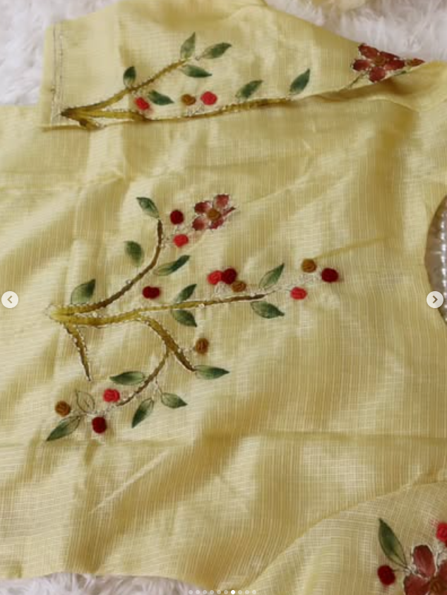 Light Beige Handcrafted Banarasi Kota Silk Set