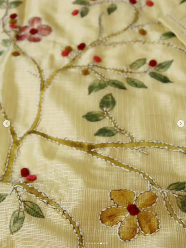 Light Beige Handcrafted Banarasi Kota Silk Set
