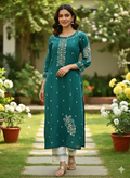 Teal Green Hand Embroidered Jamdani Co-ord Set